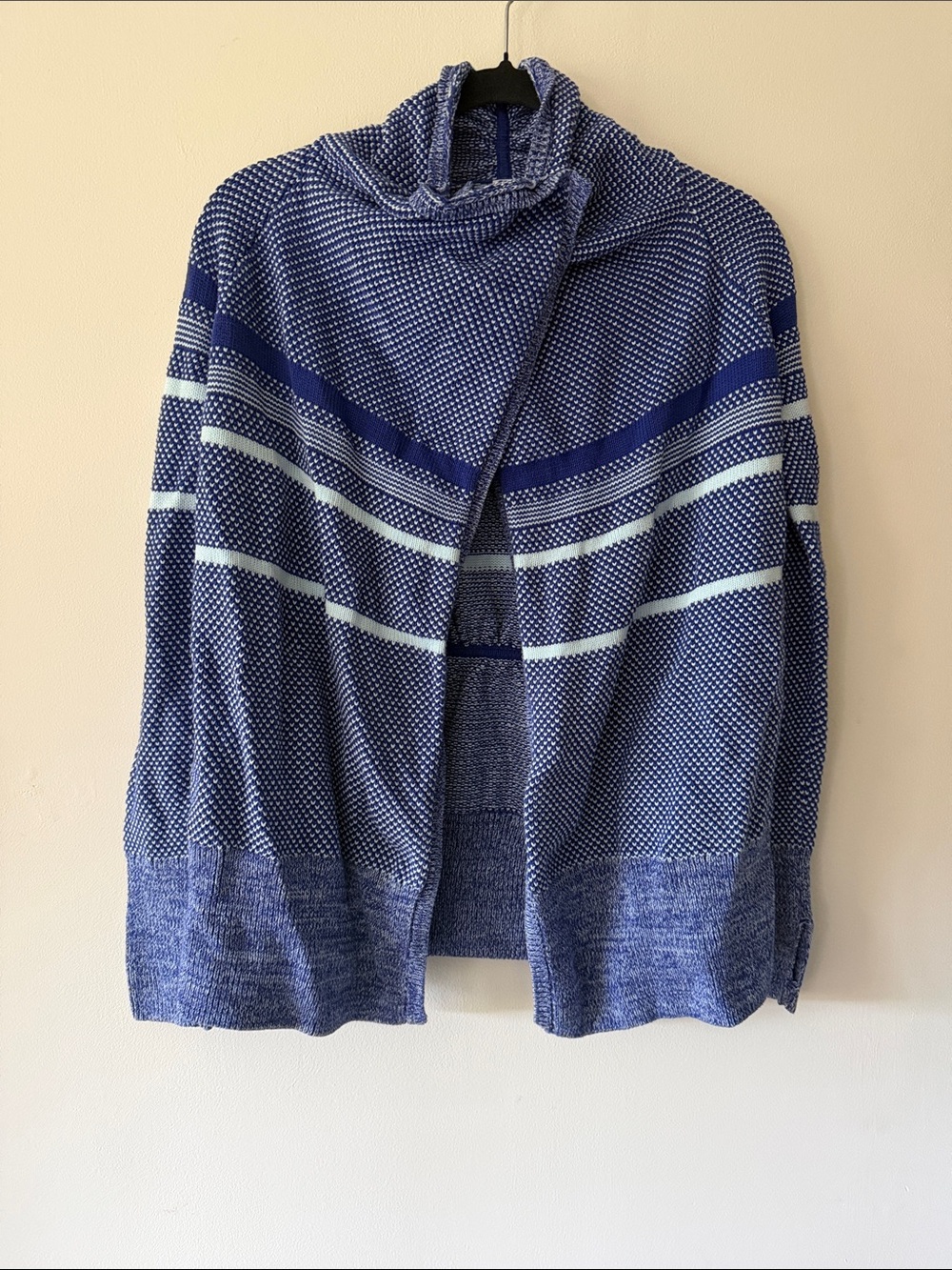 Girls Ivivva Striped Open-Front Blue Knit Cardigan